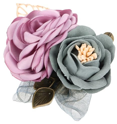 LIFKOME Haarspange mit Blumenbrosche Ansteckblume aus künstlichen Blumen Rosenclips für Haare Rosenkorsage Blumenkorsage hair clip haarblume Hochzeitsdekoration Bankettkorsage Satin