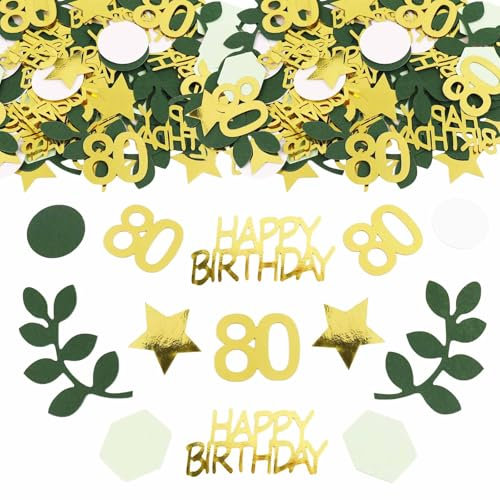 ParPix 100 Stück Konfetti 80 Geburtstag Deko, Groß 6cm Streudeko 80. Geburtstag Deko, Confetti Tischdeko 80 Geburtstag Frau Mann, Glitzer Gold Konfetti Deko zum 80 Geburtstag, 80er Jahre Deko Confetti