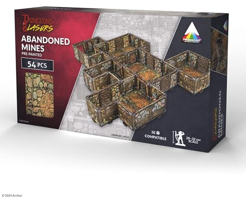 Dungeons & Lasers Vorlackierte Gelände-Sets für DND- und Tisch-RPG-Spiele – 5E kompatibel mit Miniaturen im Maßstab 28 mm - 32 mm – modulares Design für schnelle Montage (verlassene Minen)