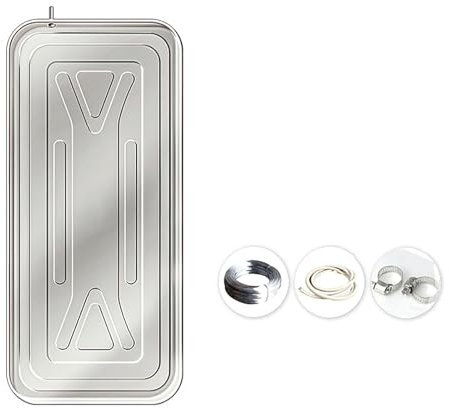 Bandeja de Drenaje Condensado for Aire Acondicionado, Bandeja Agua con Agujero de Drenaje y Manguera Colectora de Agua,Bandeja Goteo de Acero Inoxidable 304 for Aires Acondicionados Split(84*38*3cm)