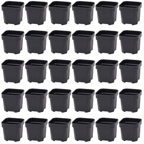 F Fityle 30x Plants de cruche Pots de Fleurs Pots de Fleur de Petit bonsaï Contaiteur carré Pot de semis avec Trous de Drainage pour la Cour de Patio de Jardin, Noir, 7.9cmx7.2cmx6.5 Cm