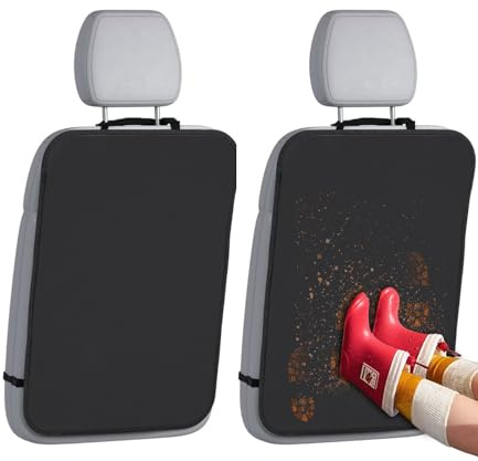 Goxiry Rücksitzschoner Auto Kinder – 2er Set Kick-Matte Rückenlehnen-Schutz, Wasserabweisende Oxford-Sitzrückenschutz-Matte vor Schmutz & Kratzern, Universal für Pkw SUV Van, Schwarz