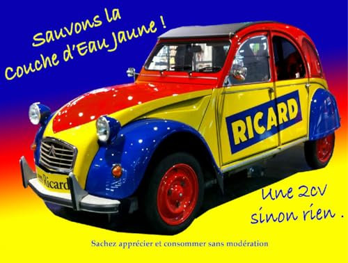 Plaque de Garage en alu Vintage Ricard voiture 2CV plaque 15x20cm