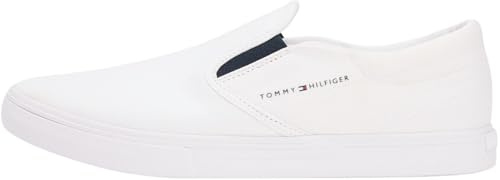 Tommy Hilfiger Herren Vulcanized Sneaker Core Slip On ohne Schnüren, Weiß (White), 43
