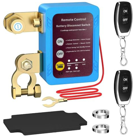 Kill Switch for Car With Remote, 12V 240A Battery Disconnect Switch, Remote Cut Off with 2 Wireless REMOTE Controls, Car Battery Isolator Switch for RV, ATV, Truck, Camper, Boat