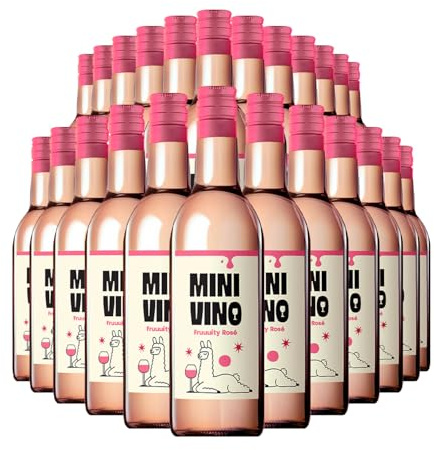 Minivino Rosé Wine | 8% ABV | 24 x 18.7cl PET Bottles | Fruity Californian Rosé | Ready-to-Drink Mini Wine | Portable & Convenient | Ideal for On-the-Go Moments