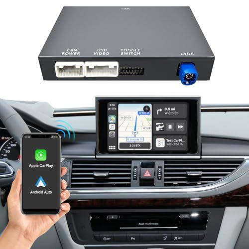 Wireless CarPlay Android Auto Retrofit Kit Decoder für Audi A6/A7 2010-2015 | Plug & Play Upgrade Box für Audi mit MMI 3G System Kabelloses Adapter für 6.5/7 OEM Screen mit MirrorLink SWC WLAN BT Siri