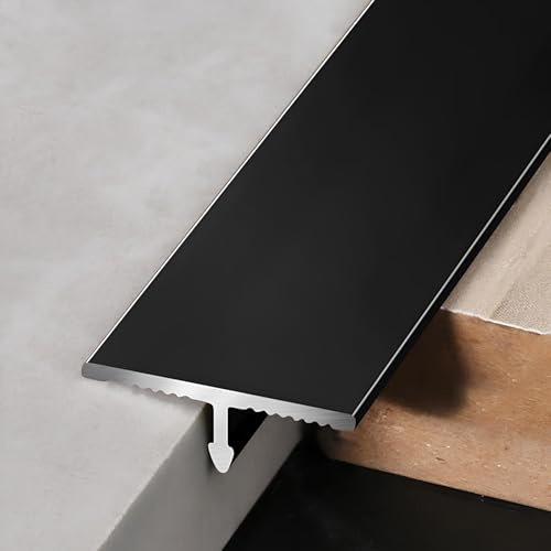 Baguettes De Finition en T en Aluminium, Bande De Transition Sol, pour Seuils De Porte Et Joints De Sol, 3Pièces*100cm(Black,1cm/0.39in)