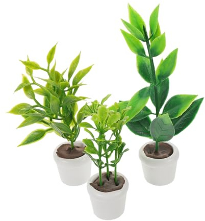 Beaupretty 3pcs Miniature Potted Plants Handmade Nordic Mini Bonsai Pots for Dollhouse Accessories Micro Landscape Decor Artificial Greenery for Mini Garden Tabletop Ornament