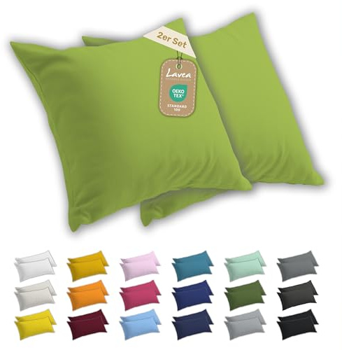Lavea® 2er Set Kissenbezug 40x40 - Apfelgrün
