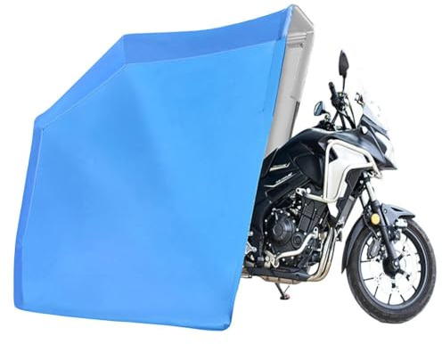 Abri de Rangement pour Moto, auvent Pliable Semi-Automatique, en Acier Inoxydable, abri de Garage/carport étanche pour Moto et vélo(Blue,Large)