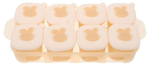 Silikon Gefrierform für Babynahrung, 1 Satz, 8 Fächer À 50ml | Beige, für Direkten Lebensmittelkontakt, Abtrennbare Kammern, Leicht zu Reinigen, Tragbar
