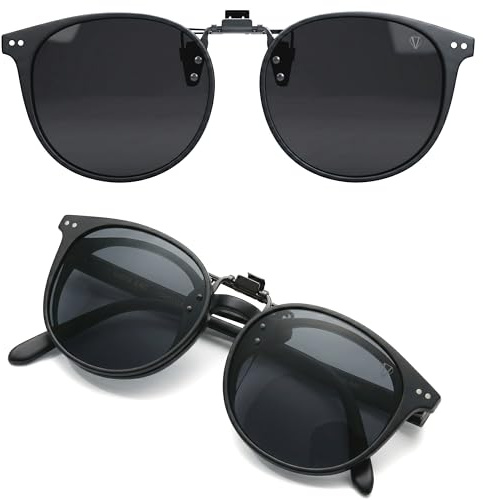 CREYESTAL Polarisiert Sonnenbrillen Aufsatz Brille, Sonnenbrille Clip, Anhebbar und Ultraleicht, Herren, Damen 100% UV400