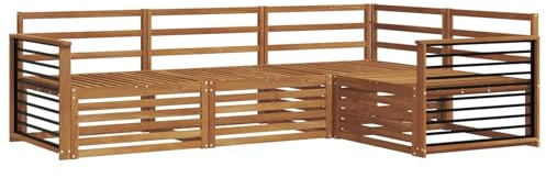 vidaXL Outdoor-Sofagarnitur 4 pcs Natur Massivholz Akazie, Moderne Garten-Sofa-Ecke, haltbare Lounge-Möbel für draußen, gemütliche Terrasse-Sitzgelegenheiten