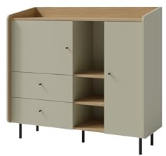 Masseno Kommode Vetta 125 cm Sideboard mit 2 Schubladen und 2 Türen für Wohnzimmer Schlafzimmer Modern 125x42x115 cm Hellgrün/Hellgrün