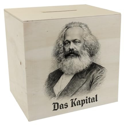 speecheese Spardose aus Holz Karl Marx Porträt - Das Kapital | lustige Sparbüchse für Geschichtsinteressierte