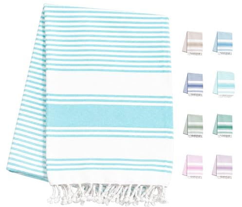 MUHMA Toalla Playa Grande 200x140 cm Antiarena – Tipo Fouta XXL, Pareo Ligero, Suave y de Secado Rápido (Turquesa)
