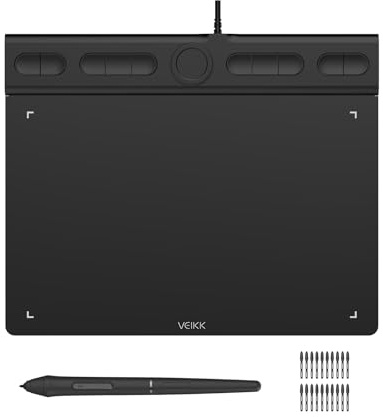 Tablet grafico 8 x 5 pollici con 10 tasti di scelta rapida e 1 ruota, 16384 Pro Pen