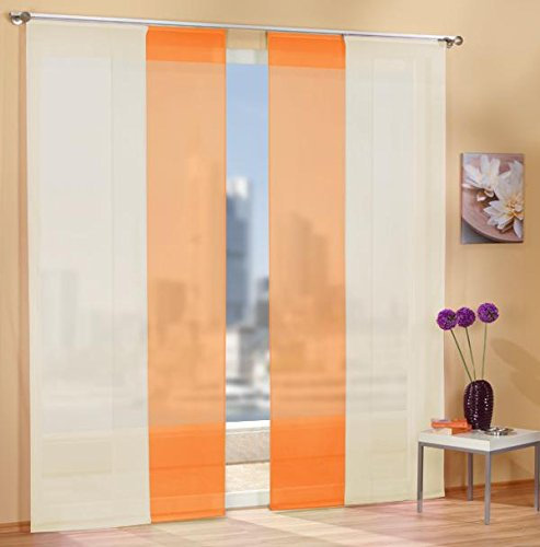 Gardinen Set, 2 x Flächenvorhang Schiebegardine mit Zubehör, Creme, 2 x Flächenvorhang Schiebegardine mit Zubehör, Orange, 8558985589