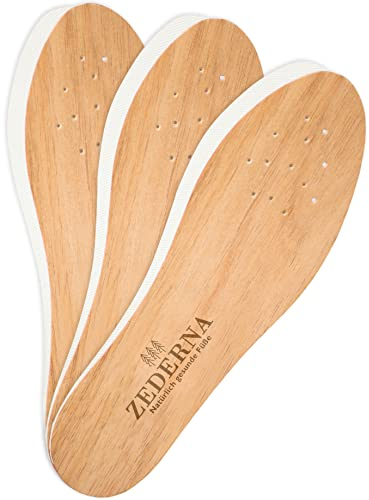 Zederna® 3 Paar Zedernholz Schuheinlagen Schweißfüße, Einlegesohlen Herren & Damen gegen Fußgeruch. Einlagen für Männer & Frauen, Einlegesohlen anti Schweiß. Wie ein Schuhdeo, besser als Fußpilz Creme