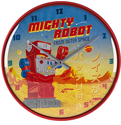 Nostalgic-Art Retro Wanduhr, Mighty Robot – Geschenk-Idee für Gamer, Große Küchenuhr, Vintage-Design zur Dekoration, Ø 31 cm