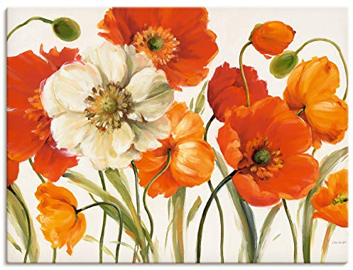 ARTLAND Wanddeko Leinwand Bilder Wandbild 60x45 cm Mohnblumen Botanik Blumen Blüten Shabby Chic Malerei Kunst L1CL