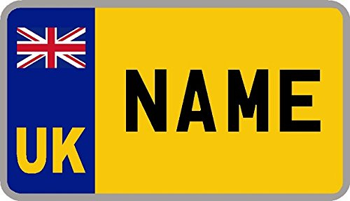 UK Union Jack Personalised Self-Adhesive 90 x 50 mm Childrens Kids Number Plate Sticker to fit Cozy Coupe by Ellis Graphix