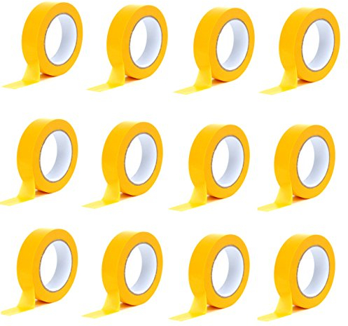 Premium Goldband 50 mm x 50m | Profi Soft Tape UV-beständig | Lackierband Kreppband Feinkreppband Abklebeband (12)