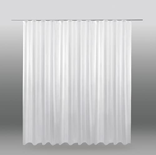 Gardine 300cm bis 900cm Breite, Voile transparent Kräuselband Universalband mit eingenähten Bleiband in der Farbe weiß (Breite ca. 450 cm, Länge ca. 175 cm)