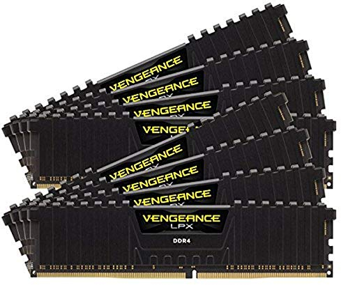 Corsair CMK128GX4M8Z2933C16 Vengeance LPX RAM Memory for AMD Threadripper, Kit, DDR4, 2933MHz, C16 XMP 2.0, DIMM, Black, 8 x 16 GB, 128 GB