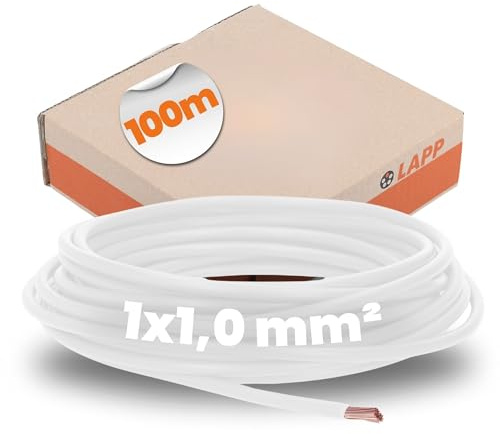 Lapp 4510053 H05V-K 1x1,0 mm² Weiß - PVC-Aderleitung 100m Ring | Feindrähtige Kupfer-Litzenleitung für Schaltschränke und Leuchten, HAR-zertifiziert, flammwidrig, 300/500 V Spannung