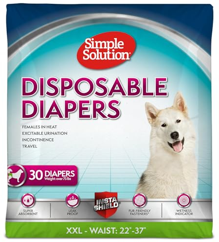 Simple Solution True Fit Einweg-Hundewindeln für Hündinnen – super saugfähig mit Nässeindikator – XXL (Taille 55,9–94 cm) – 30 Stück