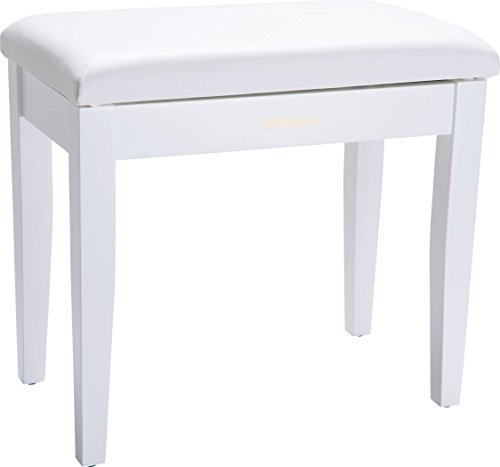 Roland Piano Bench In Satin White with Vinyl Seat And Music Compartment - Rpb-100Wh