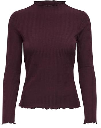 ONLY Women's Onlemma L/S High Neck Noos Jrs Top, Madder Brown, XL UK