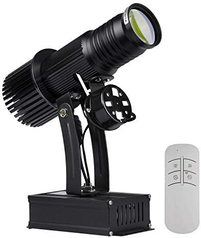 FUMENG Projecteur GOBO Logo 35W HD LED avec GOBO personnalisé et Zoom Manuel tournant/Statique pour Signes publicitaires, intérieurs,Noir,Remotecontrol