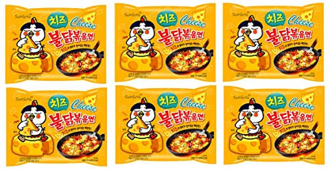 Samyang Buldak Cheese Hot Chicken Flavour Ramen Instant Korean Noodles - 130gm*6Pack (Pack of 6) (Imported)
