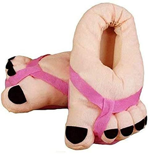 Xkong Big Toe - Pantoufles - Au motif dessin animé - Chaudes et douces - Pour homme et femme - Idéales pour intérieur et hiver - 33,83 à 36,11 mètres (rose)