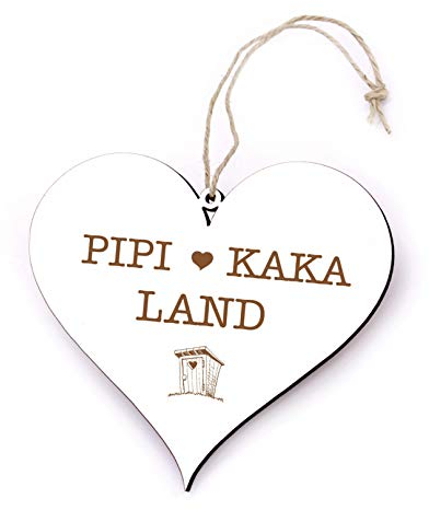 Pipi Kaka Land Schild Herz graviert Plumpsklo - Türschild WC Toilette Dekoschild 13x12cm | Dekolando