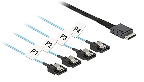 Delock Kabel OCuLink SFF-8611 > 4 x SATA 7 Pin 0,5 m Metall