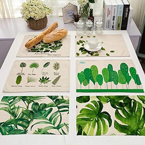 6er Set Tischset Platzset Modern Design Blume Paisley Platzmatte hochwertige Baumwolle und Leinen Tischunterlagen Tischdecke 43x33cm (Variante B)