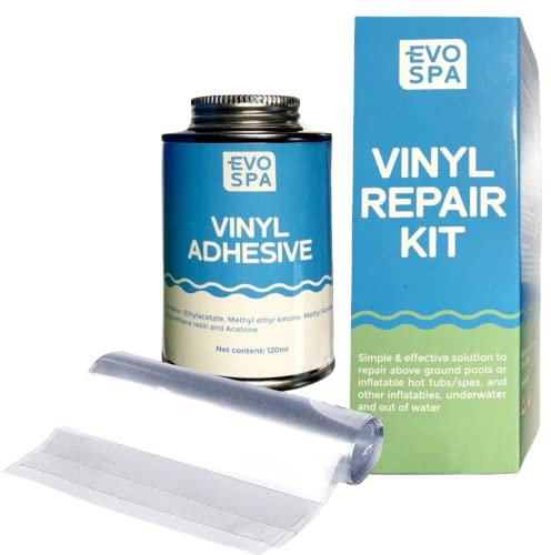 Puncture Repair Kit, 120ml Underwater Vinyl Repair Kit for Inflatable Hot Tubs, Spas, Pools & Inflatables (Repair Patches,120ml Glue and Application Tool) by Evospa
