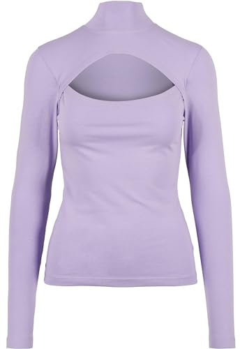 Urban Classics Women's Ladies Cut-Out Turtleneck Longsleeve T-Shirt, Lavender, XS