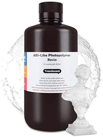 ELEGOO ABS Like Resin 1000g Transparent Neue Version, Translucent 405nm Photopolymerharz 3D Drucker Resin für LCD/DLP 3D Printer