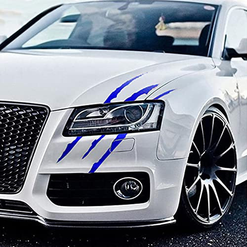 2 Stück Monster Klaue Auto Sticker Augenbrauen Scheinwerfer Aufkleber Wasserfeste Vinyl Autoaufkleber Dekoration ästhetischer Sticker(Blau)