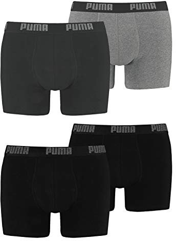 PUMA Herren Boxershorts Unterhosen 100004386 4er Pack, Wäschegröße:M, Artikel:-230 Black/Black + 691 Dark Grey Melange/Black