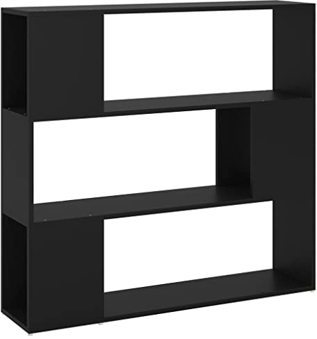 vidaXL Bücherregal Raumteiler Standregal Wandregal Bücherschrank Bürorregal Regal Aktenregal Aufbewahrung Raumtrenner Schwarz 100x24x94cm