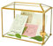 Hochzeits-Goldglas-Karten-Box mit Schloss und Schlitz – Hochzeitsumschlag-Kartenhalter für Empfang, handgefertigtes goldfarbenes dekoratives Glas-Terrarium, Party-Herzstück, Geschenkkarten-Box,