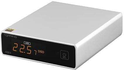 Fanmusic TOPPING E30 II Decoder 2 x AK4493S DAC Hi-Res Audio XMOS AU208 Touch Operation E30II Preamp DAC (Silber)