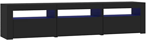 vidaXL TV Schrank mit LED-Leuchten Lowboard TV Möbel Tisch Board Sideboard Fernsehtisch Fernsehschrank HiFi-Schrank Schwarz 180x35x40cm