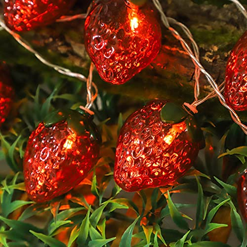 9.8ft 20LEDs Batteriebetriebene Erdbeer-Lampen-Lichterketten Obst-Lichterketten Innen-Außenbeleuchtung Lampe Hausgarten-Party-Dekorationen